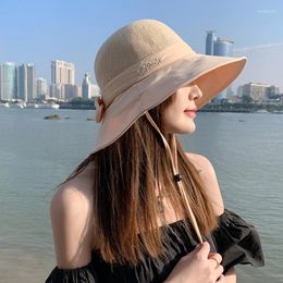 Breite Krempe Hüte 2022 Koreanische Frauen Sommer Große krempe Sonnenhut Japanische Mode Fischer Gestrickte Top Tuch