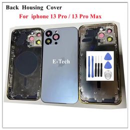 housing chassis UK - 1Pcs for iPhone 13Pro 13 Pro Max Back Battery Door Glass Full Housing Middle Frame Panel Cover Chassis With Logo Tools Replacemen228W