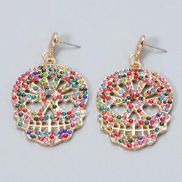Wholesale Bohemian Chic Colourful Rhinestone Long Drop Earrings Skeleton Metal Crystals Fashion Jewellery Accessories For Women Dangle & Chande