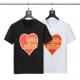 Louiseviution Couple Clothes Short Sleeve Tee Shirt Black White Love Heart Graphic Print Top Lvse T Shirt Mens Designer T Shirts Summer Women Casual Loose T Shirts 954