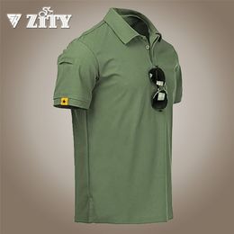 ZITY Mens Polo Short Sleeve Sports Golf Tennis T Men Tee High Quality Polos Tactical Lapel T Shirt 220707