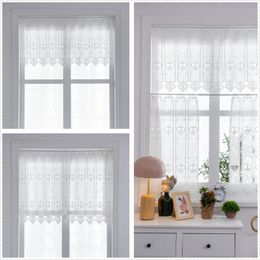 Curtain & Drapes Linen Short For Kitchen Bathroom Bookcase Mould Proof Easy Instal Embroidery White Provide Bulk PurchaseCurtain