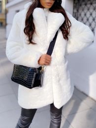 Long Sleeve Fur Coat Elegant Fashion White Pink Faux Fur Jacket Slim Fit Woman Winter Coats and Jackets for Ladies 2022 T220716