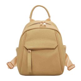 Backpack Traveasy 2022 Fashion Quality Small Pu Leather Bags for Women Solid Colour Travel Rucksack School Teenage Girl 220628
