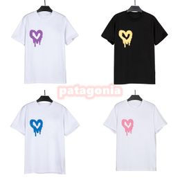 New Summer Mens T Shirts Fashion Womens Short Sleeve Heart Print Tees Couples Streetwear Clothing Size S-XL