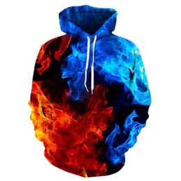 Men's Hoodies & Sweatshirts Fashionable Men's Hoodie 3D Printing Colourful Flame Pattern Spring And Autumn Style Hip Hop Personality Wild