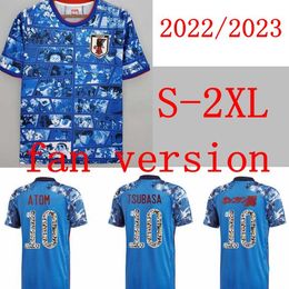 -Versión de ventiladores Fans Edition Japón 20 21 22 Jersey de fútbol Cartoon Capitán Tsubasa 2021 2022 Atom Home Japonés Camisa de fútbol personalizada Maillot Honda Kagawa Okazaki