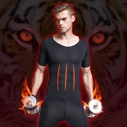 Men's Body Shapers Spring Summer Thin Men Corsets Short Sleeve Tight Body-hugging Resilient Abdominal Compression Pull Back Fitness Sportswe