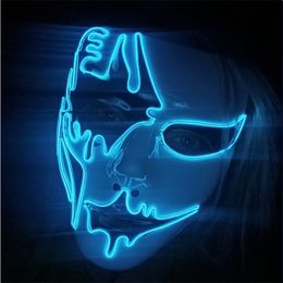 Neon Light LED Mask Halloween Scary Cosplay Party Masque Masquerade s Costume Glow Props 220715