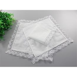 20pcslot Personalised white lace handkerchief woman wedding gifts wedding decoration cloth napkins 2525cm 201009