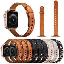 Geniune Leather Watch Strap For Apple iWatch Series 1 2 3 4 5 6 7 8 SE Luxury Watch Band For Women and Men 38mm 40mm 44mm 45mm