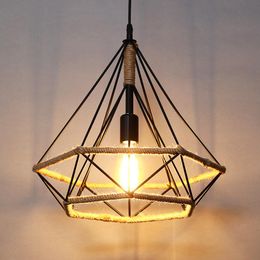 Pendant Lamps Modern Rope Diamond Creative Retro Industrial Style Clothing Store Restaurant Shop Commercial Iron Lights LX101620Pendant Lamp