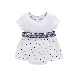 Infant Girls Summer Dress Short Sleeve Lovely Romper Dress Little Princess White Clothes One Piece Cotton Baby Girls' Suits G220510