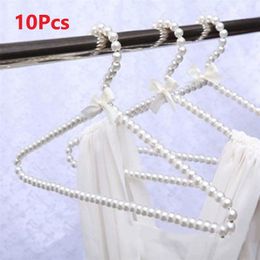 10Pc Pearl Hanger Fashion Bow Hangers for Clothes 40cm Home Closet Space Saver Dress Storage Rack Pearl Rack 30cm Trouser Hanger 220408