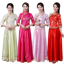 Ethnic Clothing Ancient China Costume Hanfu Modern Tang Suits Tops Skirt Two Piece Set Dance Performance Guzheng Chinese Style