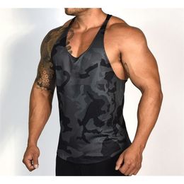 Mens Gym Tank Tops Shirts Fashion Colour Block Print Male Bodybuilding Running Sport Comfortable Vest Fitness Undershirt Tops 220527