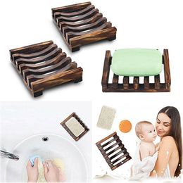 2 Styles Natural Wooden Soap Dish for Bath Shower Plate Bathroom
