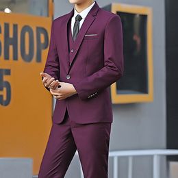 Men's suits solid Colour casual business slim three-piece professional formal suit jacket