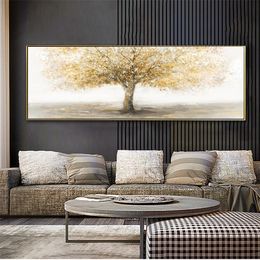 Golden Tree Posters Decorative Pictures Canvas Prints Wall Art For Living Room Modern Home Decor Bedside Abstract Painting