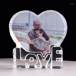 love picture frames UK - Customized Love Heart Crystal Po Frame Personalized Picture Frame Wedding Gift for Guests Birthday Souvenir Valentine's Da276P