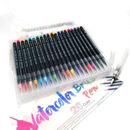 20 Colour Watercolour Painting Markers Pen Premium Soft Brush Set Colouring Books Manga Comic Calligraphy Art Marker Y200709