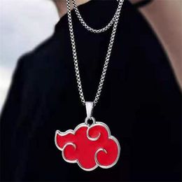 Colar de pingente de nuvem vermelha akatsuki para mulheres Narutos Anime Acessórios Itachi Titanium Jóias Cartoon Men's Neck Chains Gift GC1184