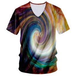 Custom Mens V neck T shirts Summer Novelty 3d Galaxy Space Print Hip Hop Rap Tee Shirt Unisex Short Sleeve Tops Plus Size S-7XL 220619