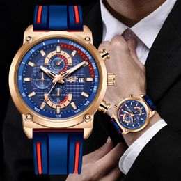 Wristwatches Mens Watches Top Dial Clock Male Fashion Silicone Waterproof Quartz Gold Watch Men Sport ChronographWristwatches WristwatcWrist