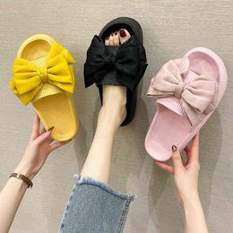 Thick Platform Bow Tie Slippers Summer Shoes for Women Non-Slip Thick Beach Sandals 2022 Fashion Soft Eva Home Bathroom Slides Y220412