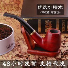 pipe Red sandalwood pipe 9mm filter element bent hammer detachable cleaning cigarette tail solid wood
