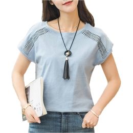 Plus Size Cotton Blouses Summer Lace Blusas Female Batwing Sleeve Shirts For Womens Tops Shirts Women Clothing 5XL 970C30 210326