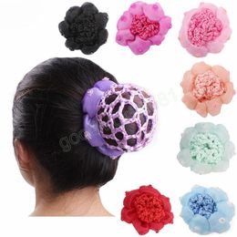 Girls Pearl Flower crochet hair net Dance Skating Elastic Tie Bun Cover Hair Styling Tool For Women Hairnets Hair Accessories