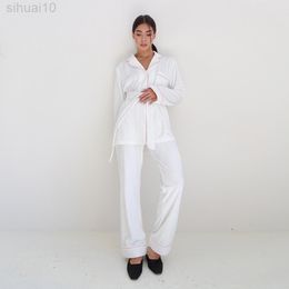 Hiloc Knitted Velvet Nightwear Women Pyjama Sets With Pants Sharpen Pocket Long Sleeve Pants Fits Single-Breasted Homewear L220803