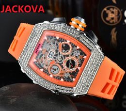 Full Diamonds Ring Women Luxury Men Watches 43mm Quartz Skeleton Dial Designer business Set Auger Rubber Strap Classic Wristwatches Relogio Masculino
