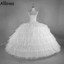 High Quality 6 Hoops Petticoats Big White Quinceanera Dress Petticoat Super Fluffy Crinoline Slip Underskirt For Wedding Ball Gown Prom Dress CL0280