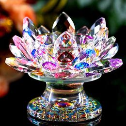 110 mm Feng shui Quartz Crystal Lotus Flower Crafts Glass Paperweight Ornaments Figurines Home Wedding Party Decor Gift Souvenir Y200104