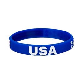 Party Favor American Stars Stripes Sports Energy Bracelet Loop Independence Day Classic Commemorative Silicone Wristband WJ0005