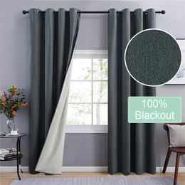 Curtain & Drapes Modern 100% Blackout Curtains For Living Room Linen Thickening Soundproof Bedroom Window Cortinas GreyCurtain
