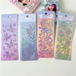 Gift Wrap Korean Creative Butterfly Phoenix Blingbling Stickers DIY Scrapbooking Idol Card Diary Stationery Decoration Laser StickerGift GiG