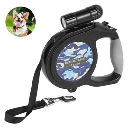 Extendable Retractable Pet Dog Leash Automatic Flexible Traction Rope Belt Leads with LED Lights Supplies LJ201112