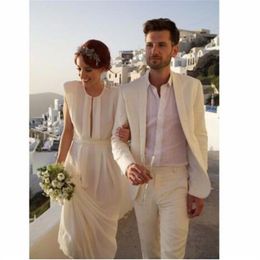 Men's Suits & Blazers Summer Wedding Ivory Linen Mens Beach Prom Tuxedos Groom Wear Latest Blazer Design Men Suit Custom Made 2 PiecesMen's