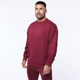 Men's Hoodies & Sweatshirts Spring And Autumn Pullover Sweater Cotton Solid Colour Casual Round Neck Long Sleeve Top Jogger Fitness Exercise