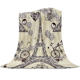 Blankets Eiffel Tower Bicycle Retro Balloon Throw Blanket For Beds Microfiber Flannel Warm Sofa Bedding Bedspread Gifts