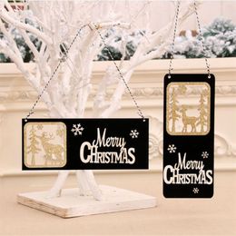 Christmas Decorations Ornaments Black Gold Wooden Door Decor Snowflake Merry XMAS Tree Decoration For Home Welcome Sign NoelChristmas