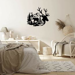 Metal Wall Mounted Animal Bear Deer Ornament for Indoor Outdoor Home Bedroom