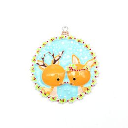 30 Pcs/Lot Fashion Custom Pendants Enamel Christmas Deer Charms For Xmas Gift/Decoration