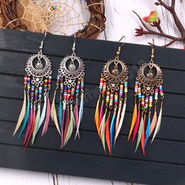 Bohemian Ethnic Long Statement Colourful Tassel Dangle Earrings Boho Resin Beads Fringe Earrings Women Fashion Earring
