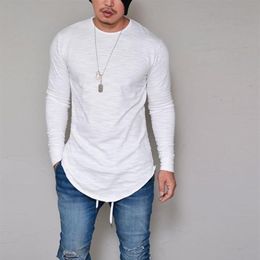 men s casual long sleeve tops UK - 10 Colors Plus Size S -4xl 5xl Summer Autumn Fashion Casual Slim Elastic Soft Long Sleeve Men T Shirts Male Fit Tops Tee300m