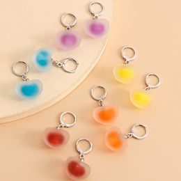 Fashion Sweet Heart Dangle Earring for Women Girl Transparent Frosted Design Acrylic Earrings Statement Girlfriend Jewelry