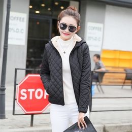 Casacos de inverno mulheres parkas zíper sólido mulheres casuais jackets básicos com capuzes de algodão quente de algodão lutado por jackets de casacos 201127